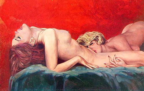 2 nackte Frauen auf Canapé